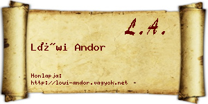 Löwi Andor névjegykártya